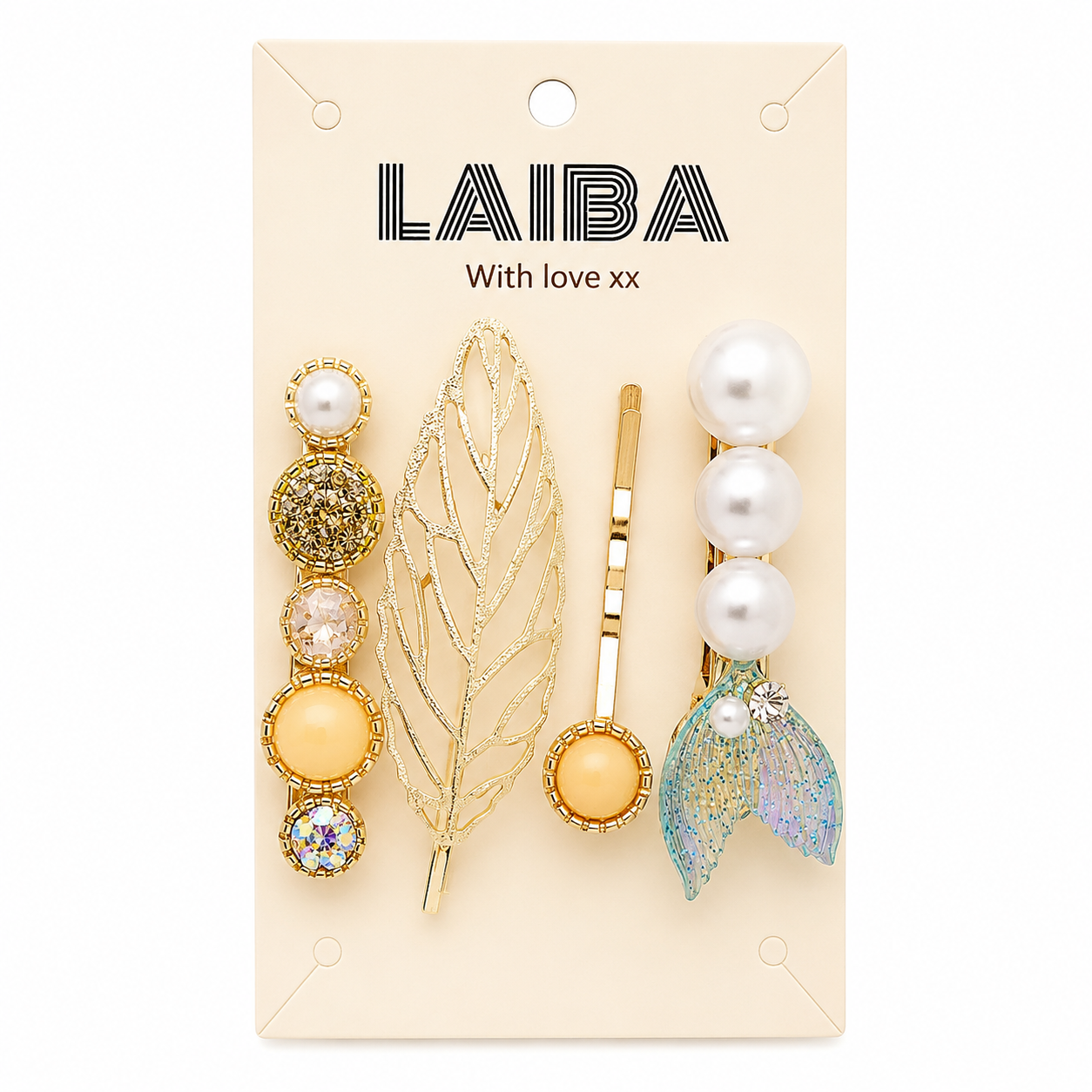 Luxury Mermaid & Pearl Hair Clip Set – 4 Pieces