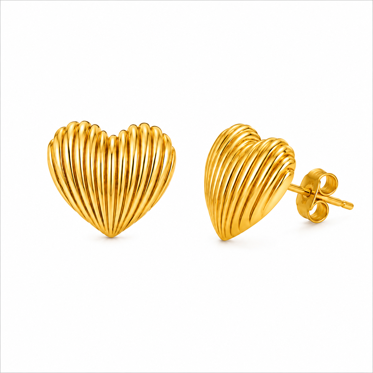 Golden Heart Stud Earrings