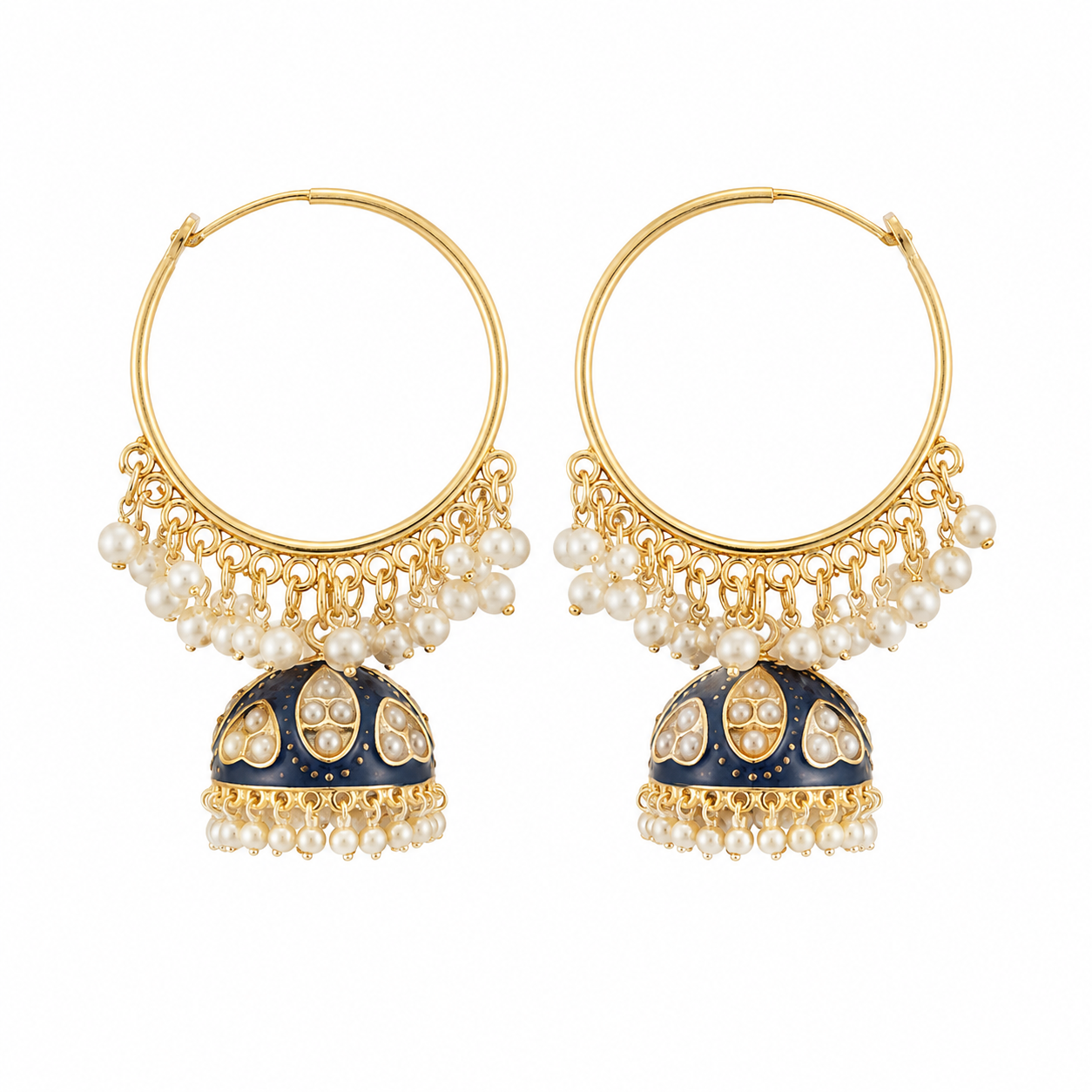 Blue Pearl Hoop Jhumkas