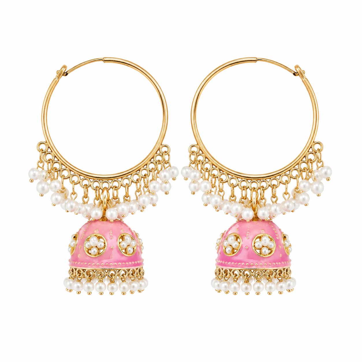 Blush Pearl Hoop Jhumkas