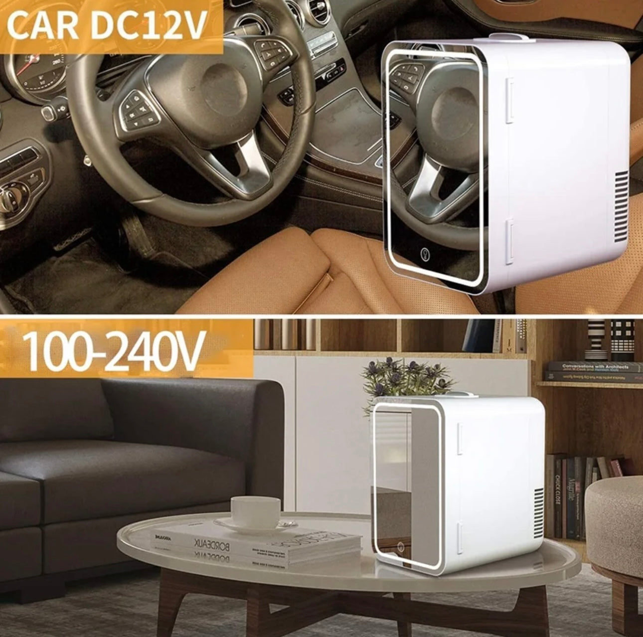 4L Small LED mirror portable fridge