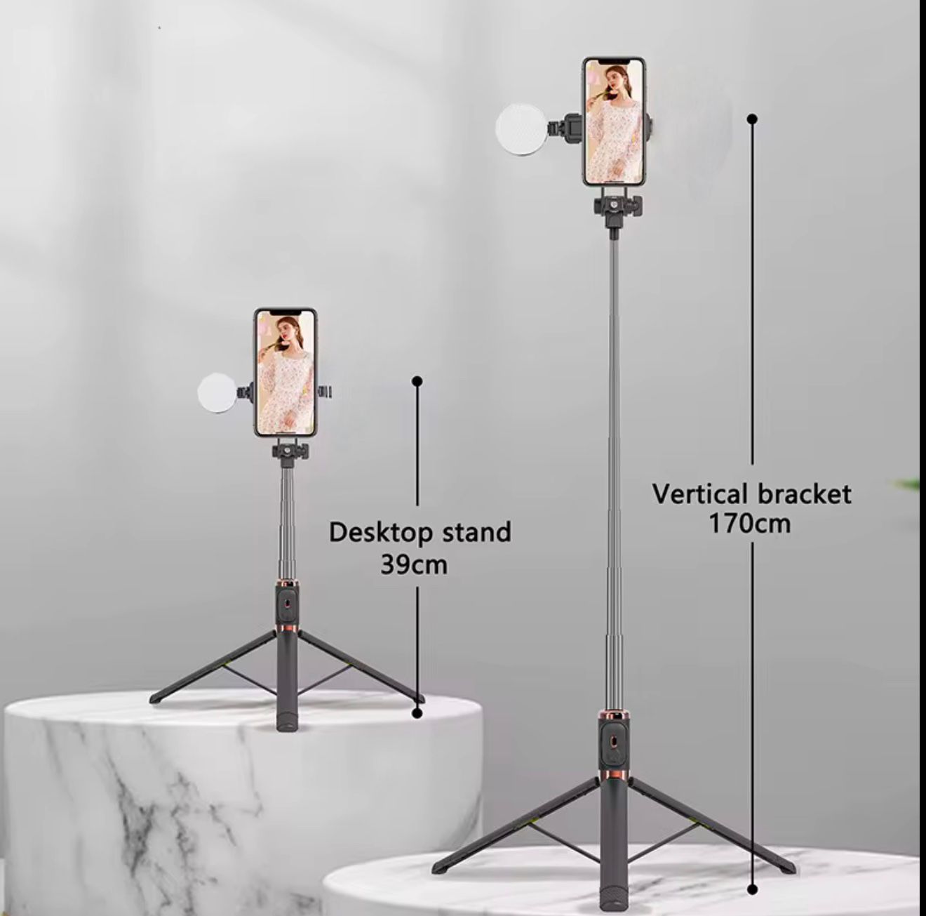P170 Bluetooth tripod with round light