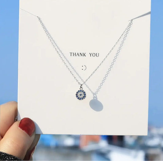 Silver Evil eye rhinestone necklace 🪬