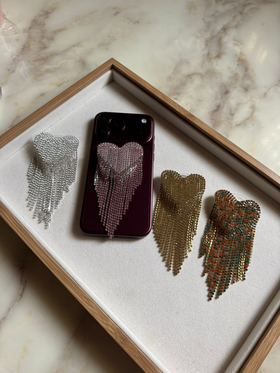 Rhinestone Heart Phone Pop Socket