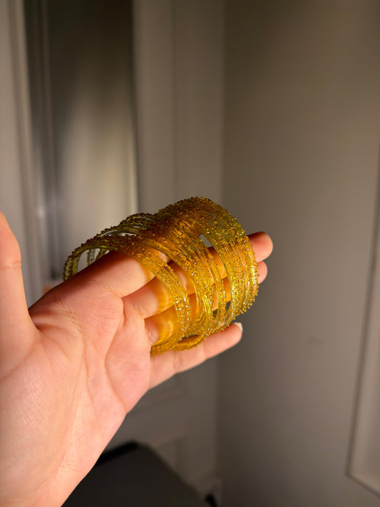 Yellow Indian Raindrop Bangles