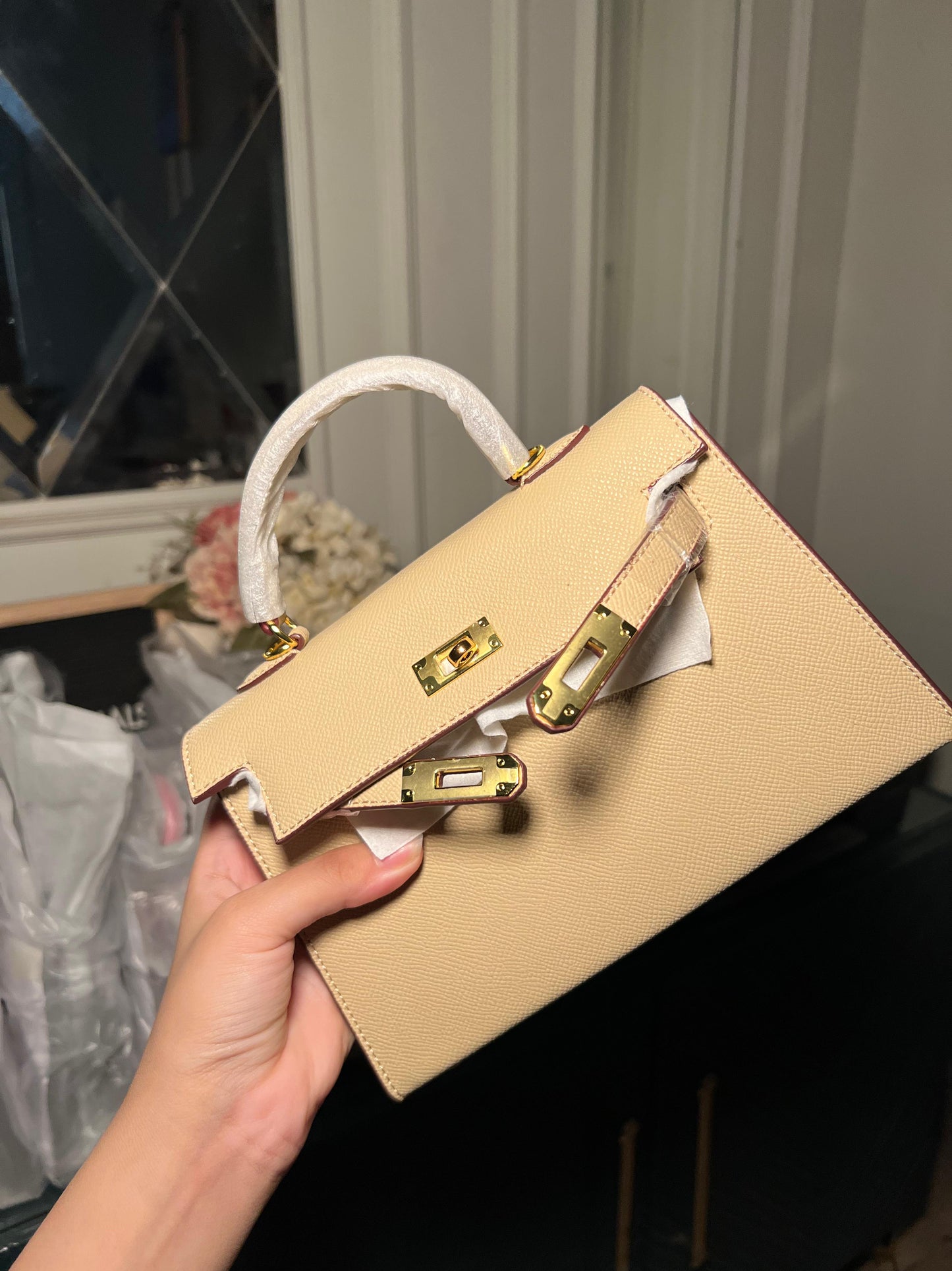 Beige Mini Kelly Bag (available for immediate delivery)