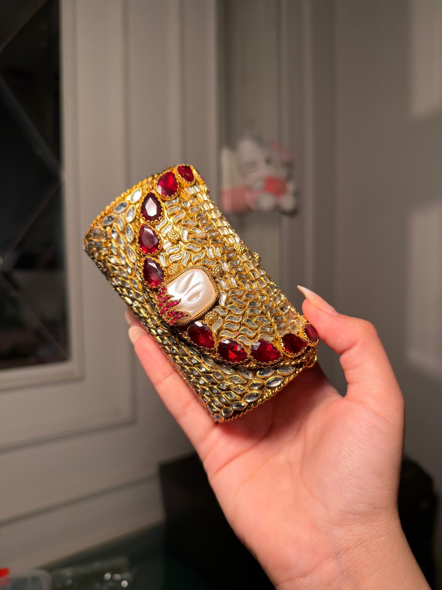 Ruby Royale Kundan Clutch
