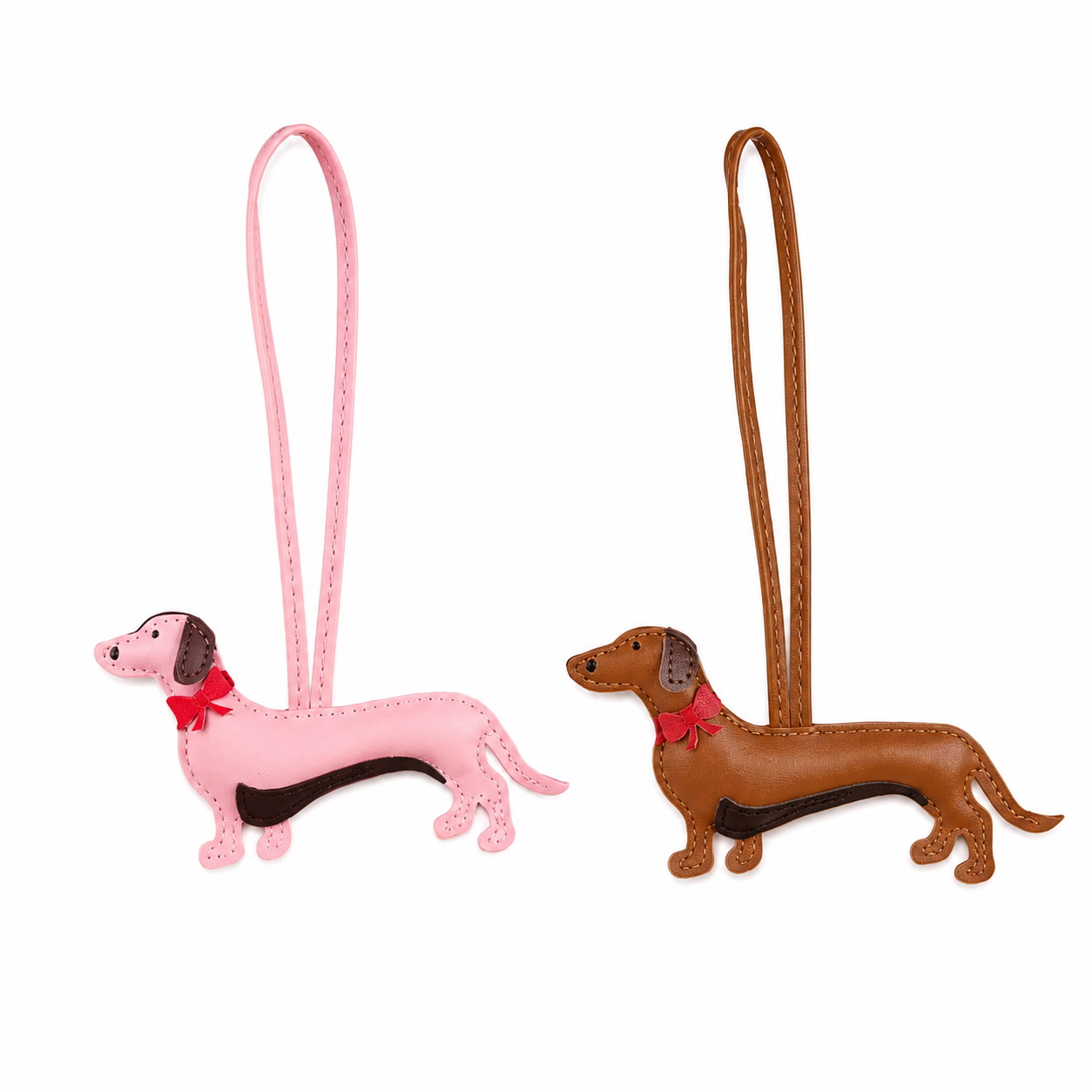 Sausage Dog Leather Bag Charm