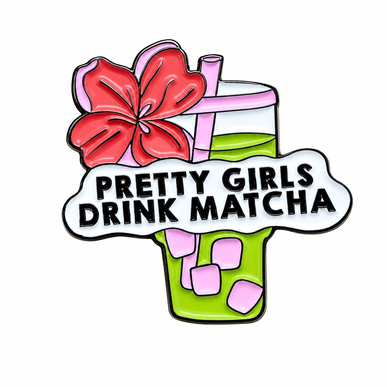 Pretty Girls Drink Matcha Metal Phone Charm Sticker