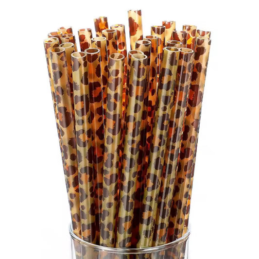 5pcs Reusable PP Plastic Straws with Colorful Cartoon Patterns High-Quality Drinking Straws