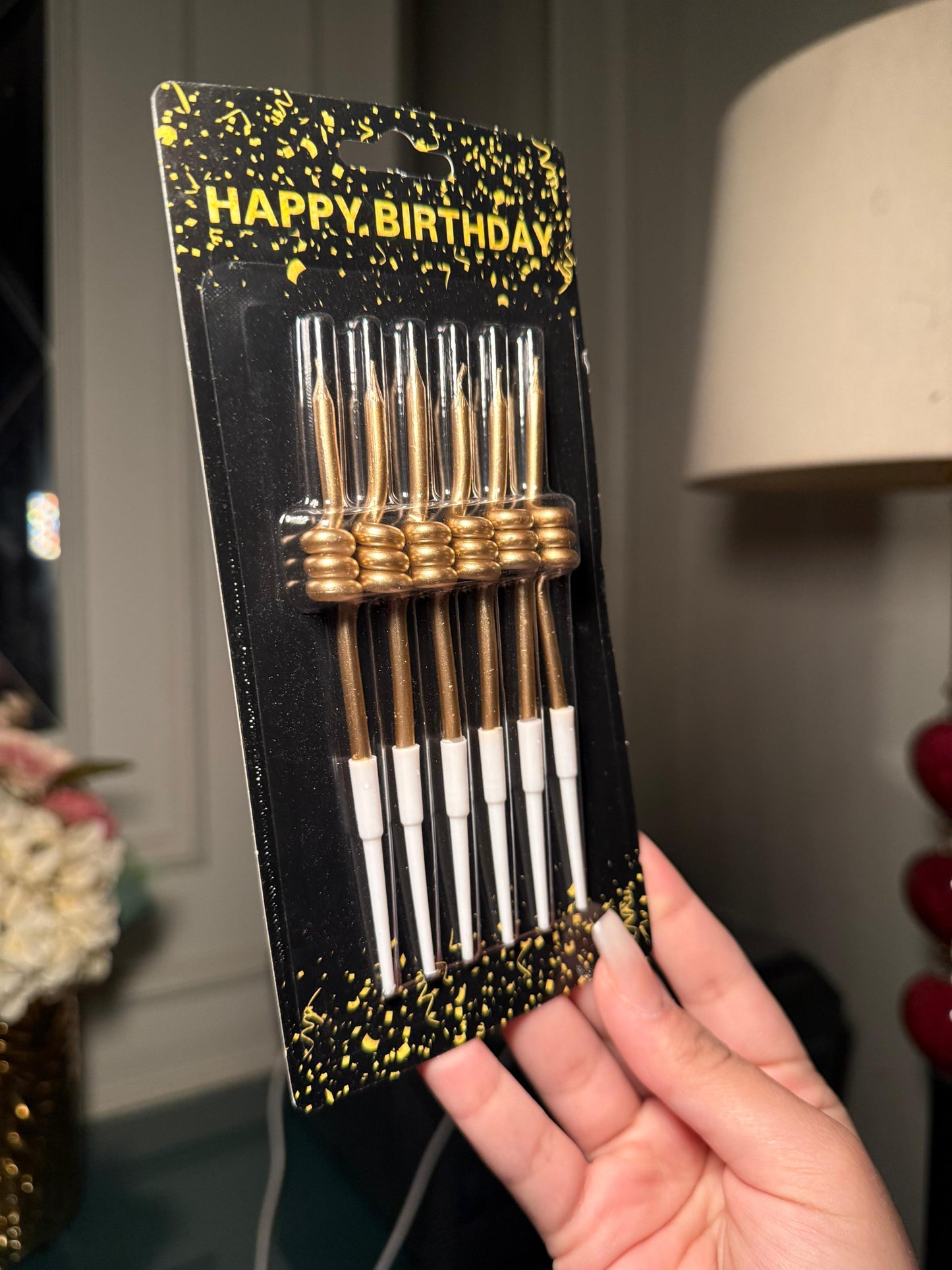 Pack of 6 golden spiral birthday candles