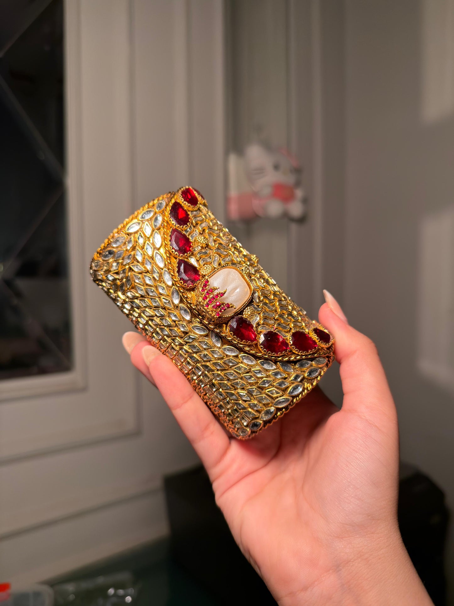 Ruby Royale Kundan Clutch