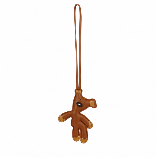 Brown Bear Leather Loop Bag Charm