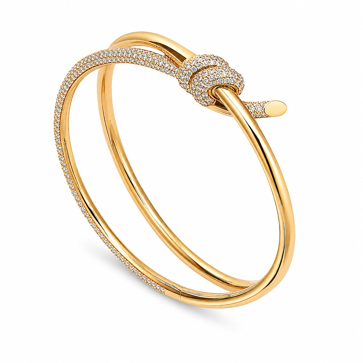Tiffany Knot Double Row Hinged Bangle in Yellow Gold