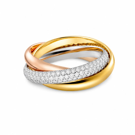 Cartier TRINITY RING, CLASSIC MODEL, HALF-PAVED ( with box & proper packaging)a
