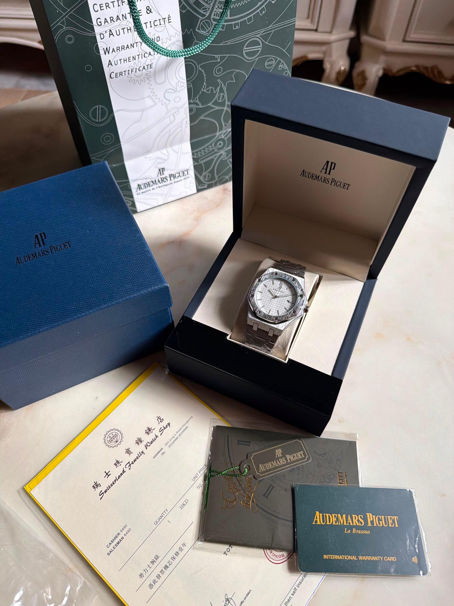 Audemars Piguet Royal Oak Silver Chain White Dial watch(With Box & Proper Packaging)