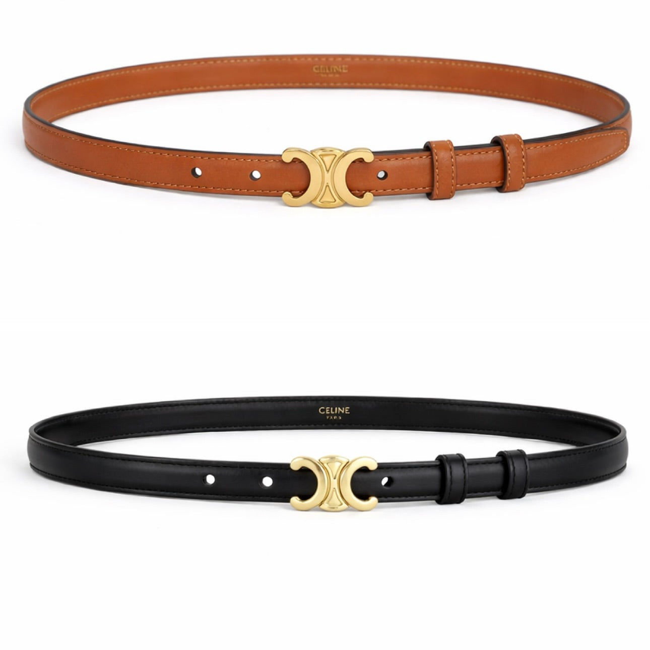 Celine Triomphe Buckle & Reversible Strap Belt 25mm