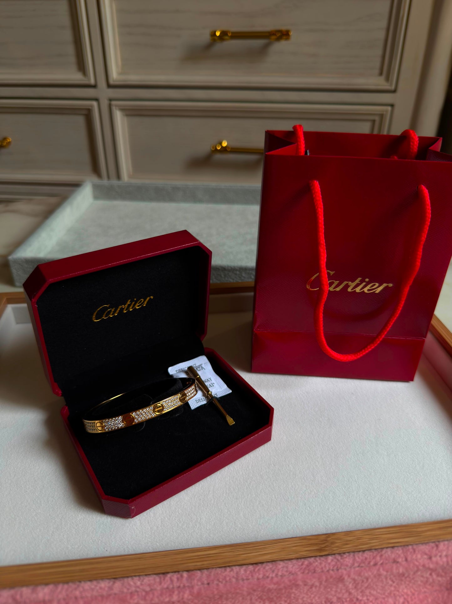 Cartier LOVE BRACELET, MEDIUM MODEL, PAVED