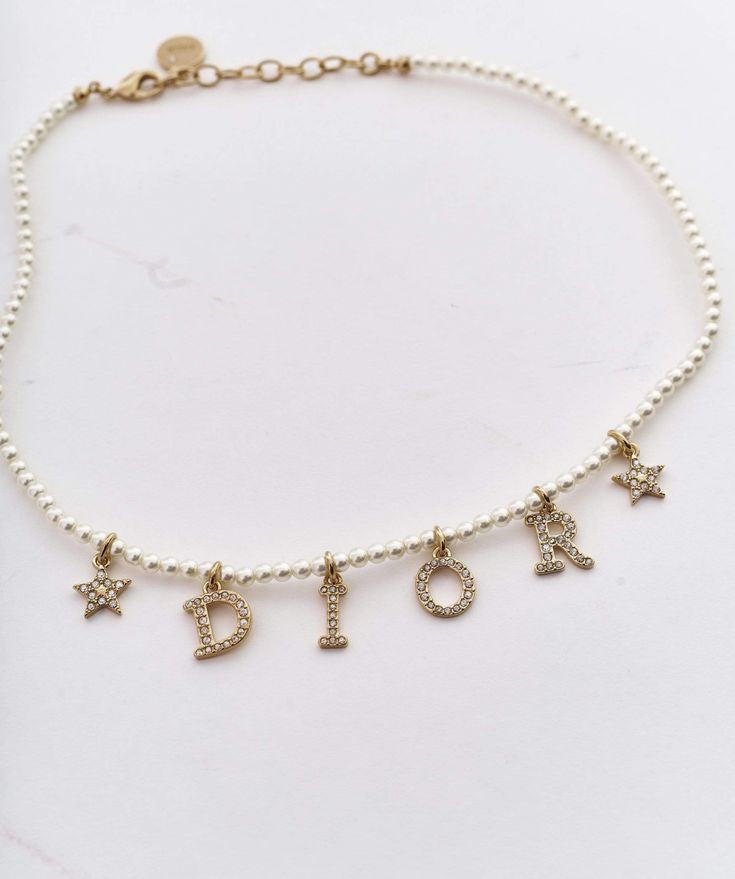 Studded Dior Necklace in golden and white