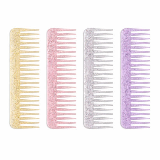 Transparent glitter hair comb
