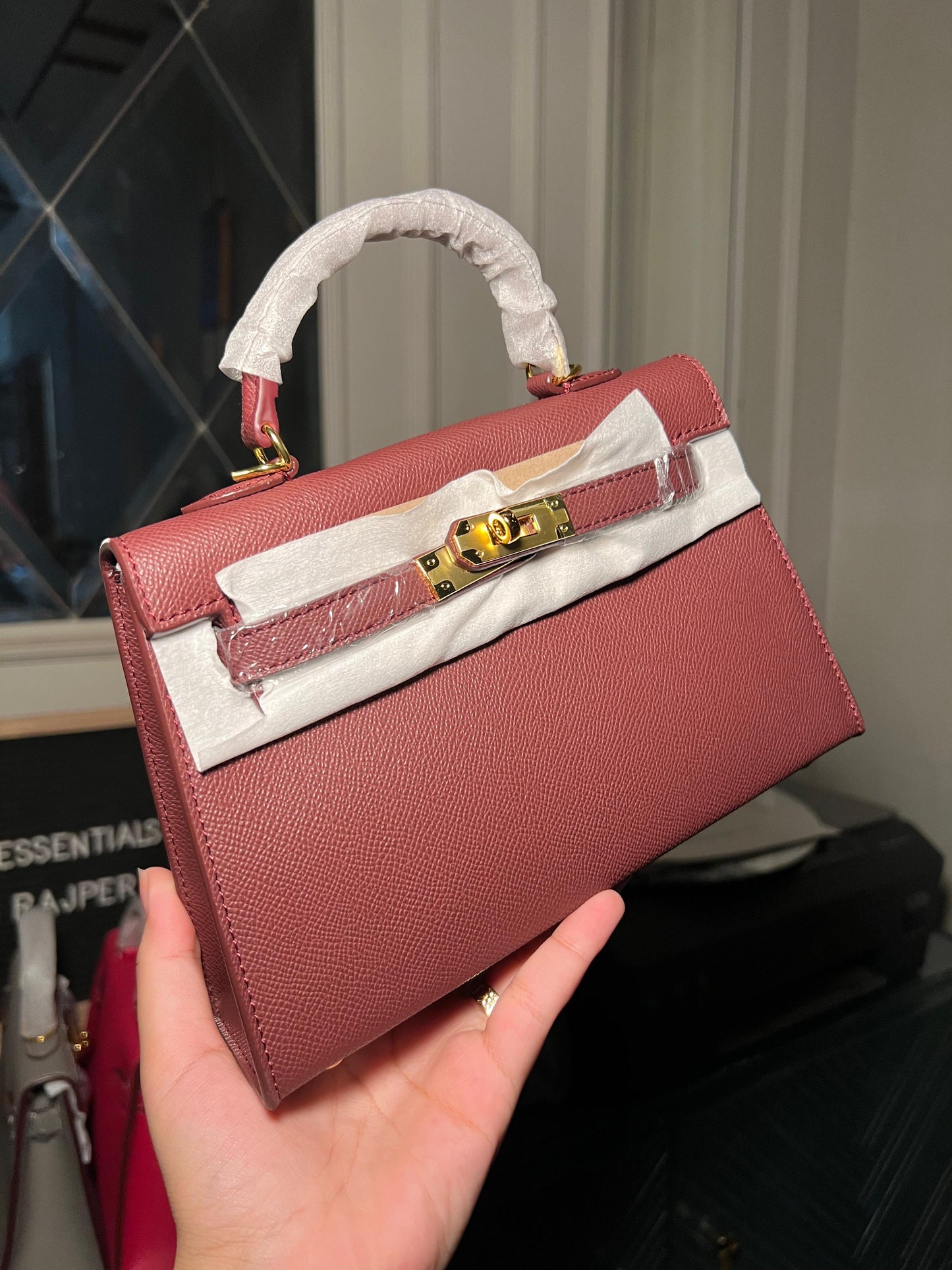 Burgundy Mini Kelly Bag (available for immediate delivery)