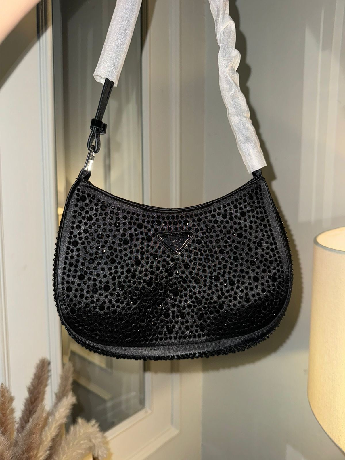 Prada black rhinestone shoulder bag (In Stock)