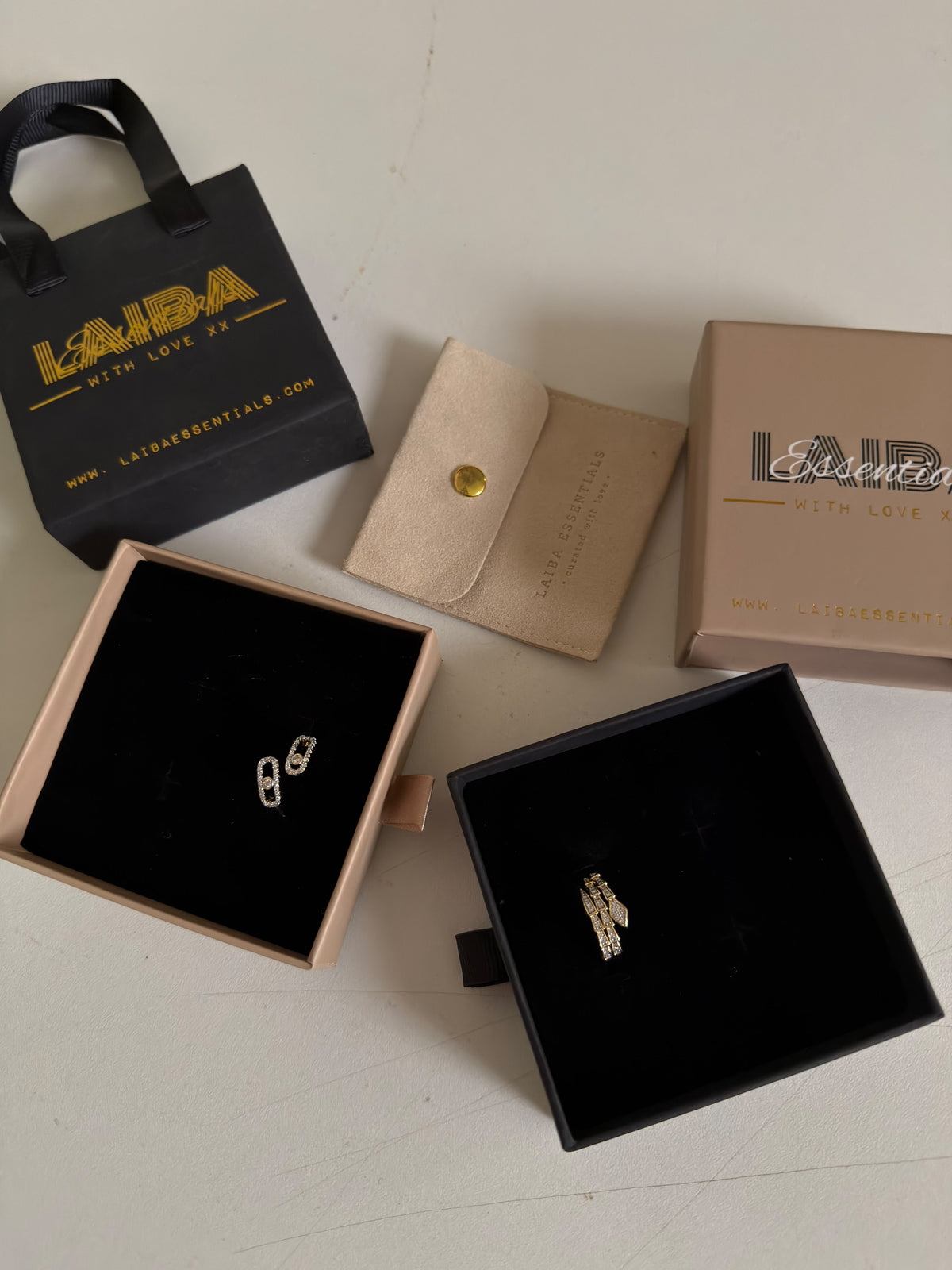 Luxe Adornments Collection adjustable table ring (Laibaessentials packaging)