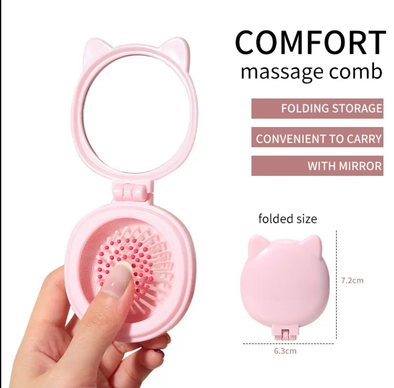 Comfort massage hair comb with mirror mix