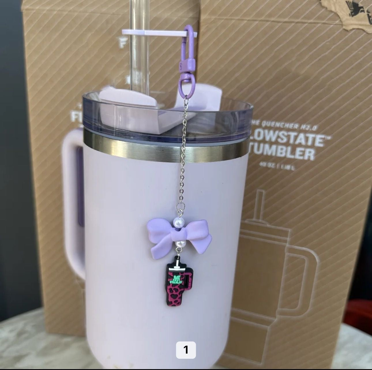 Tumbler charm with  bow