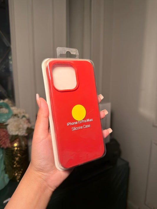 Bright Red 15 pro max silicon phone case