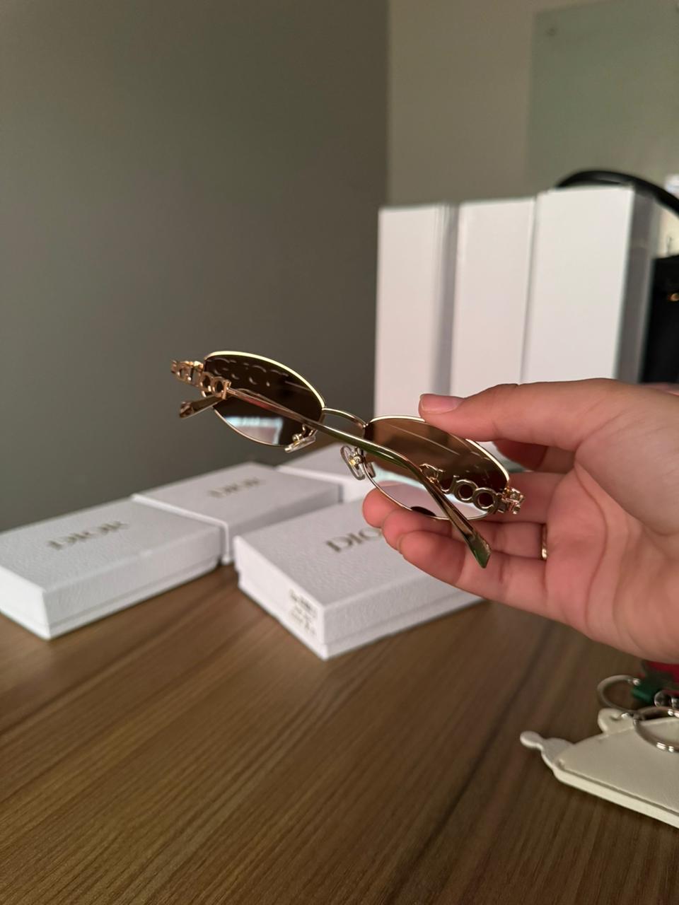 Gucci Round Logo Temple Sunglasses – Gold/Brown