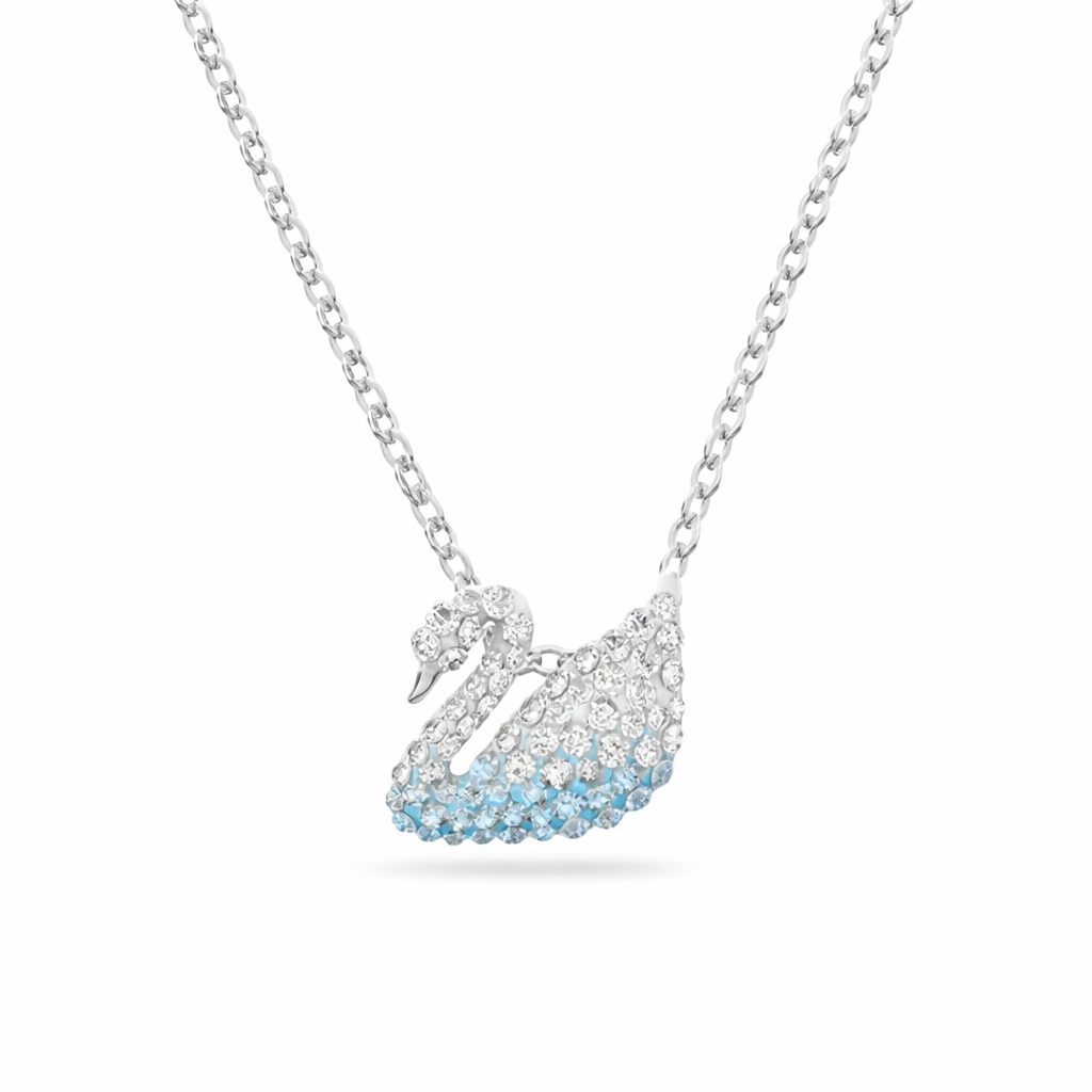 Swarovski Swan Pendant, Blue gradient crystals, Rhodium plated (Immediate Delivery Available) COME’S WITH BRANDED PACKAGING
