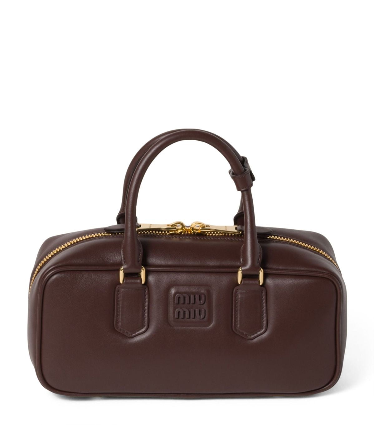 Dark Brown Miu Miu Leather Mini Top-Handle Bag