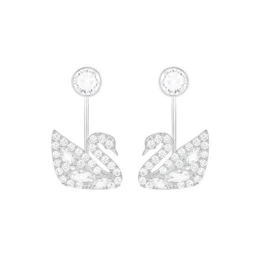 Swarovski Swan Pierced Earrings, White crystals, Rhodium plated (Immediate Delivery Available) COME’S WITH BRANDED PACKAGING