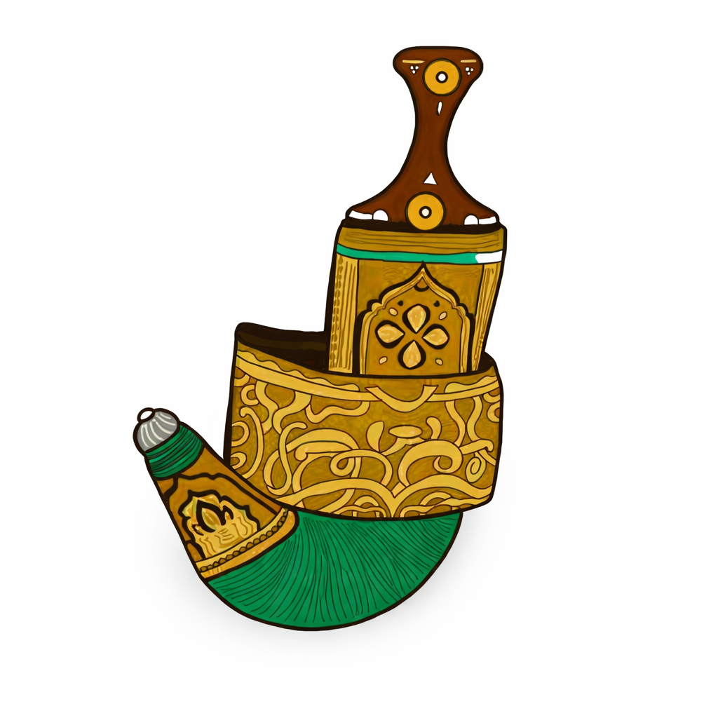 Traditional Omani Khanjar Dagger – Metal Phone Charm Sticker