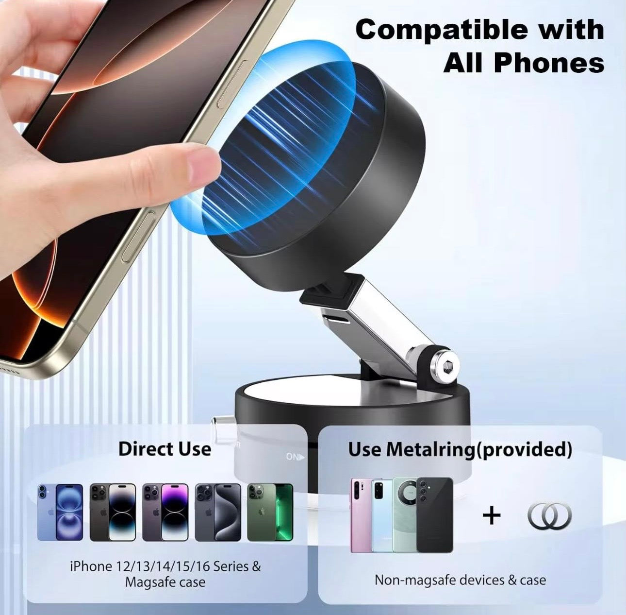 MagSafe-compatible magnetic phone holder/stand