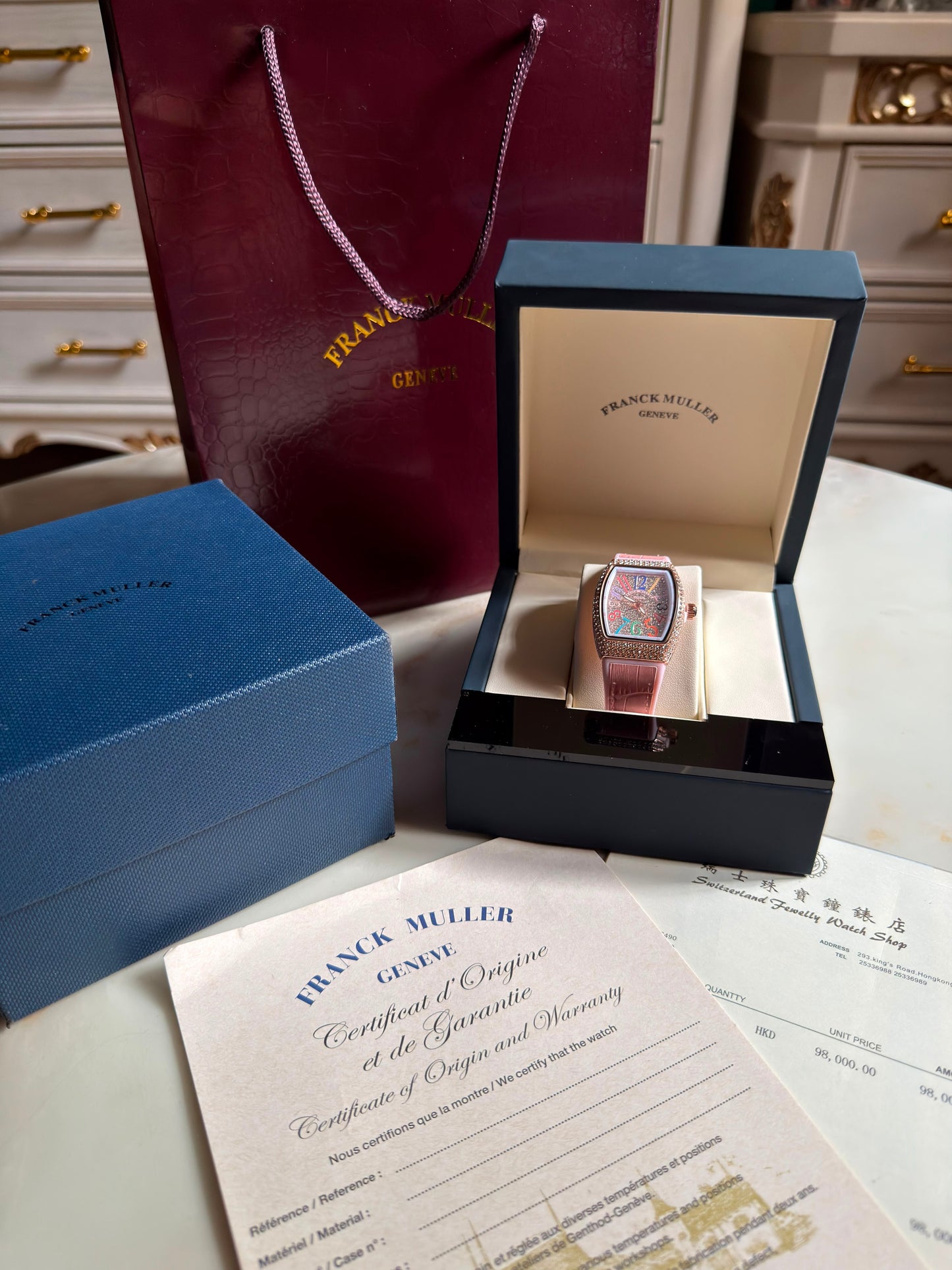 Candy Pink Multicolors Franck Muller Watches( With box & Proper Packaging)