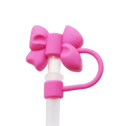 Shocking pink Bow straw cover