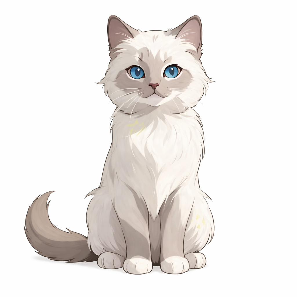 Blue-Eyed White Cat Illustration – Metal Phone Charm Sticker