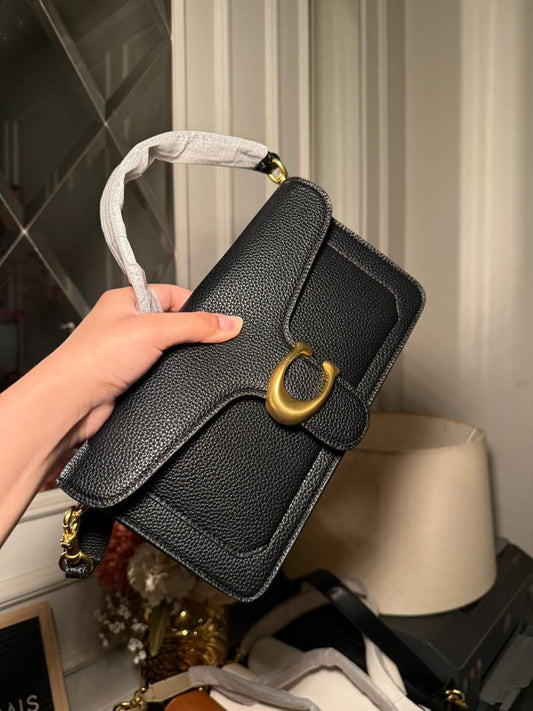 BLACK TABBY COACH SHOULDER BAG (WITH BOX) (IMMEDIATE DELIVERY AVAILABLE) 26CM