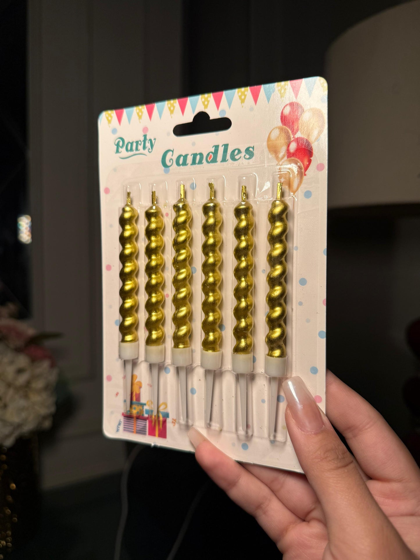 Pack of 6 party golden candles