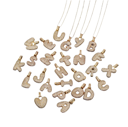 Golden Bubble letter charm with chain