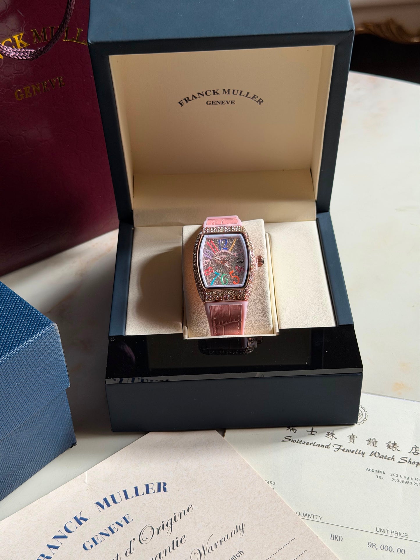 Candy Pink Multicolors Franck Muller Watches( With box & Proper Packaging)