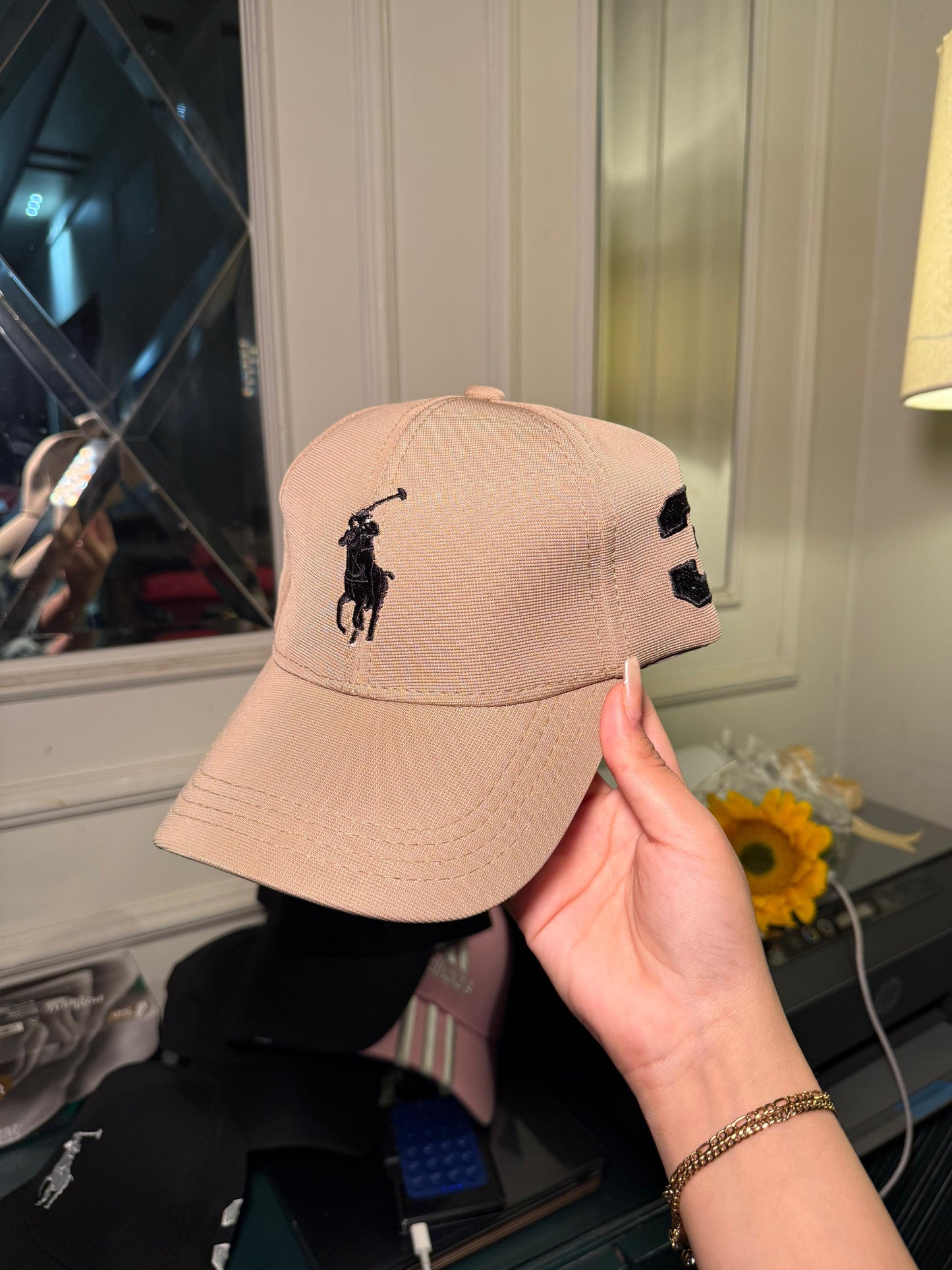 Cream polo hat