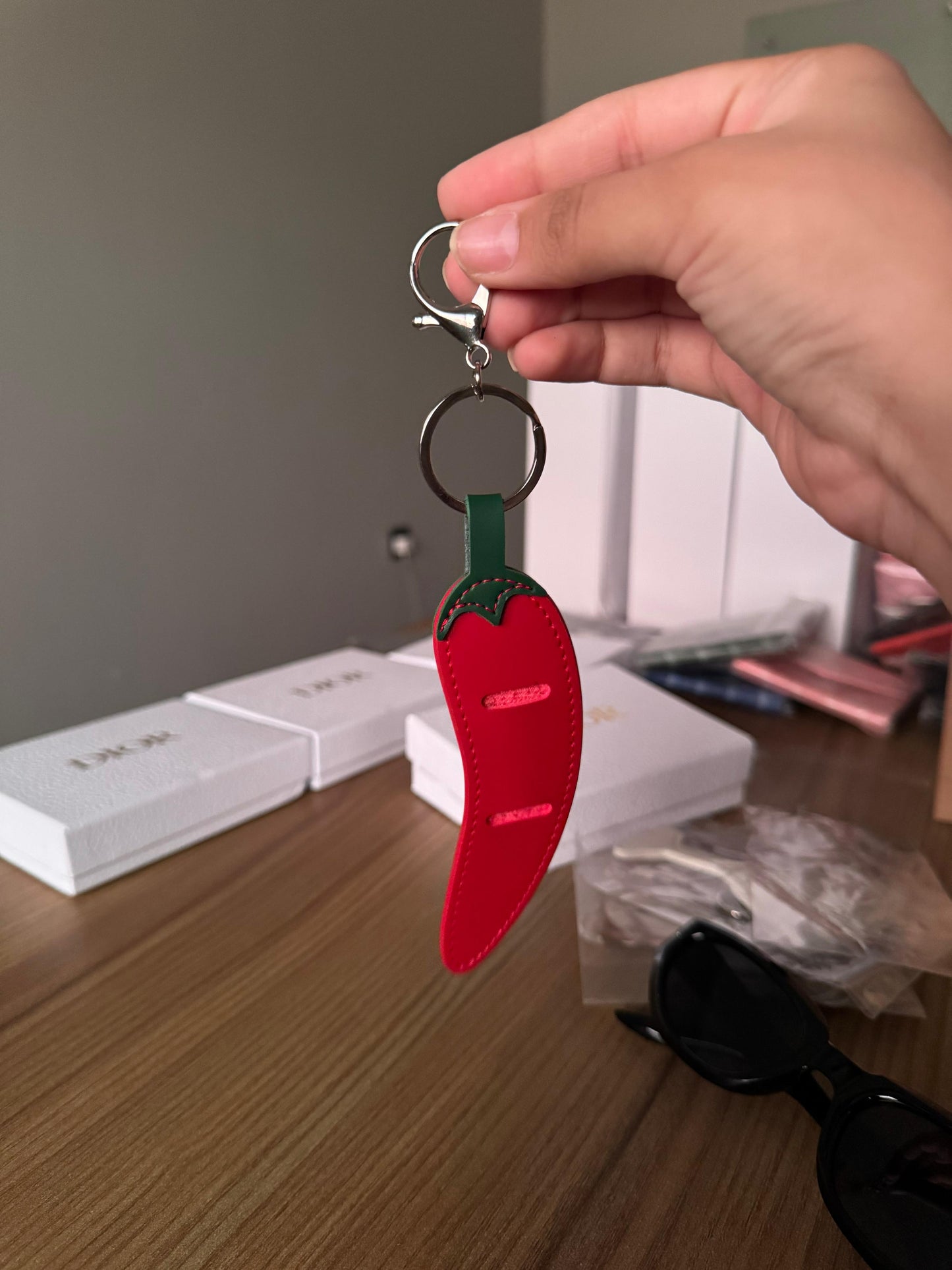 Key Chain Pendant Thickened PU Leather Hanging Sunglasses Glasses Storage