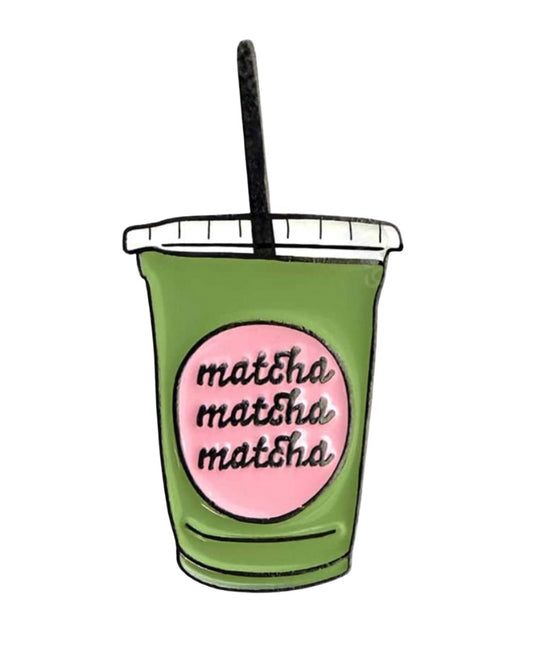 Matcha Cup with Straw (“Matcha Matcha Matcha”) – 31 × 15.9 mm Metal Phone Sticker