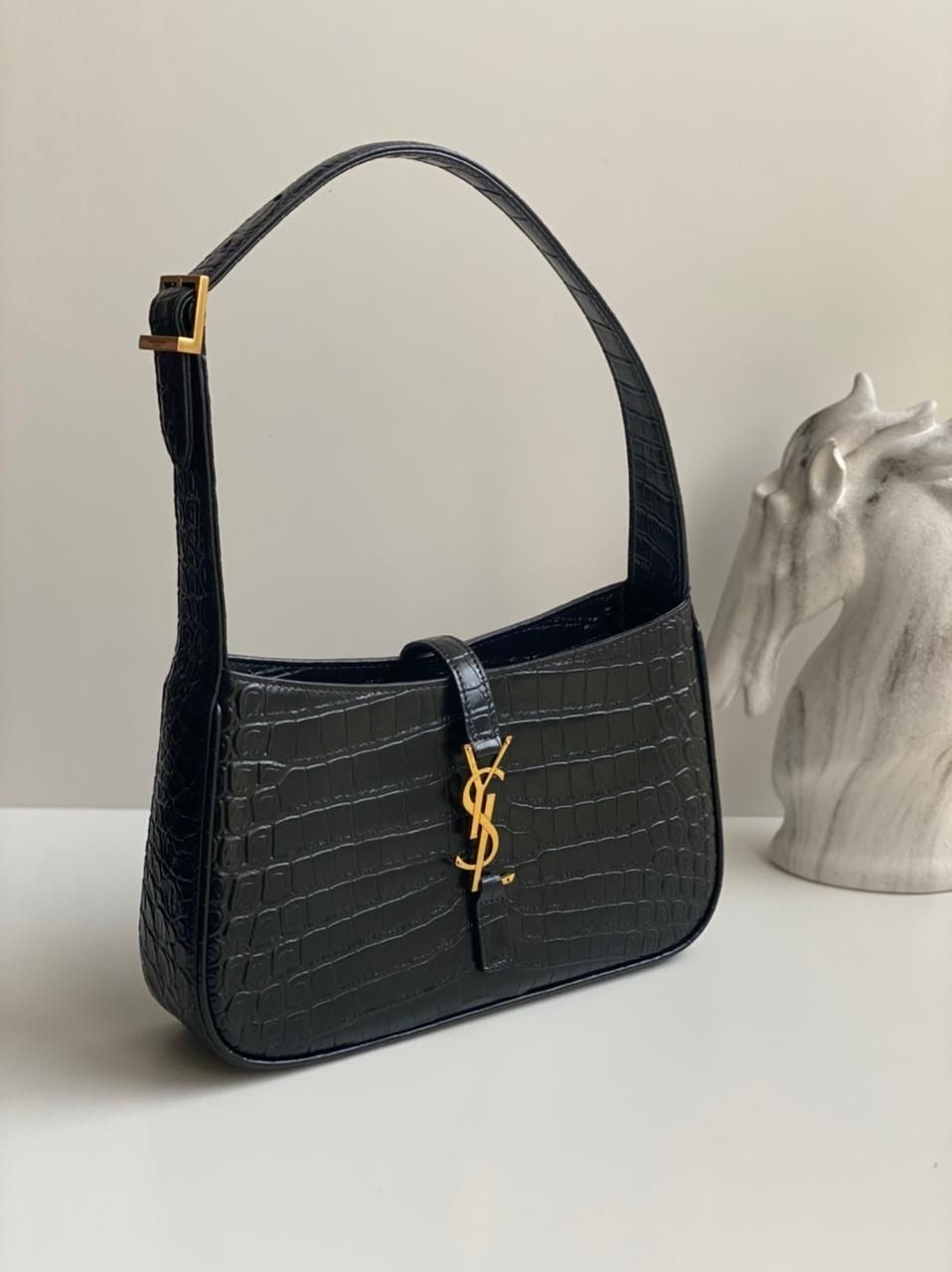 YSL Black Crocodile shoulder bag (In Stock)