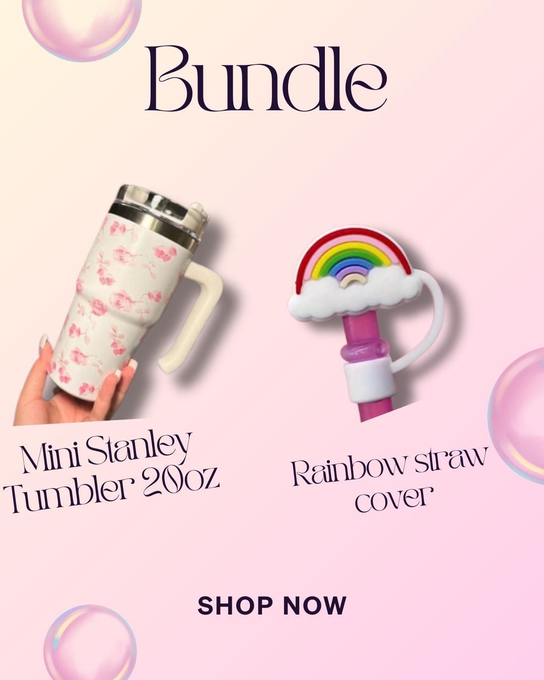 White 20oz Mini printed Stanley Bundle