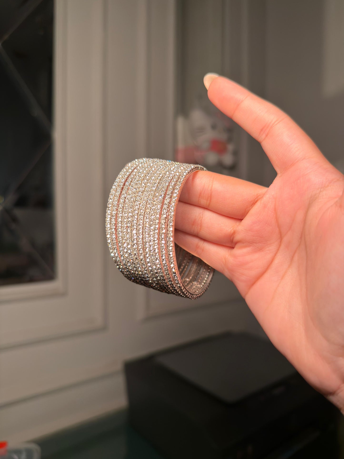 Silver Sparkle Crystal Bangles