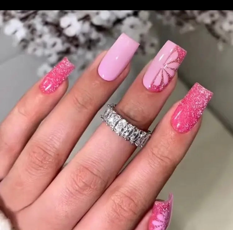 Pink Daisy Nails